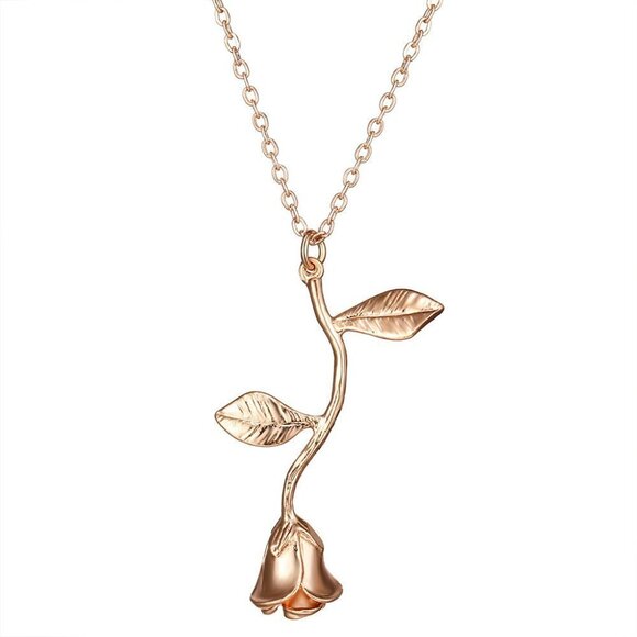 🔥 14K Rose Gold Plated Beautiful Flower Necklace for Women, EVGG1088 - Picture 1 of 5